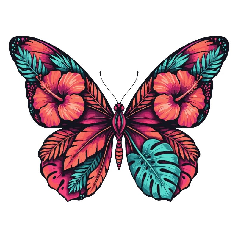 Tropical flower butterfly magic
