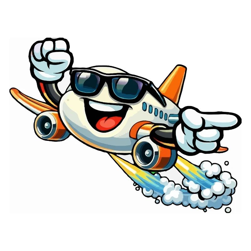 Fröhliches Flugzeug mit Sonnenbrille