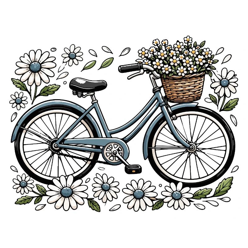 Vélo vintage avec panier de fleurs