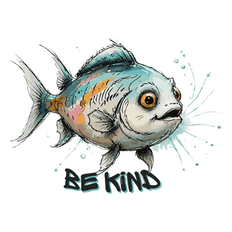Être gentil - Art de l’aquarelle poisson mignon