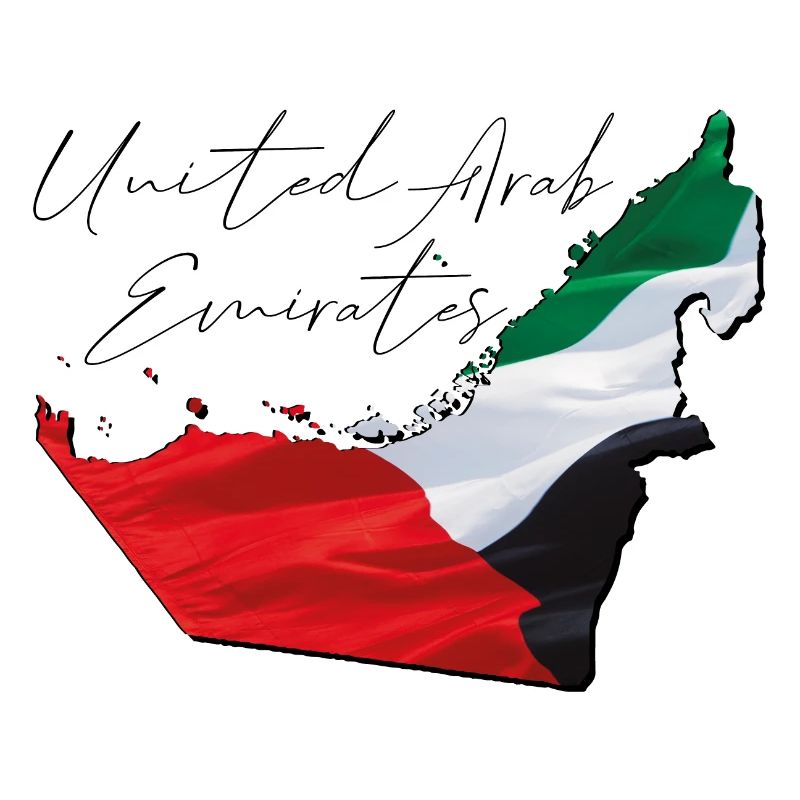 (UAE) Emirates flag in the Emirates Map EN