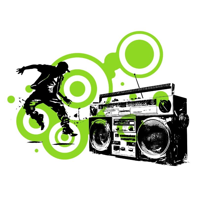 Circles Lime Abstract Schwarzer Tänzer Hip Hop