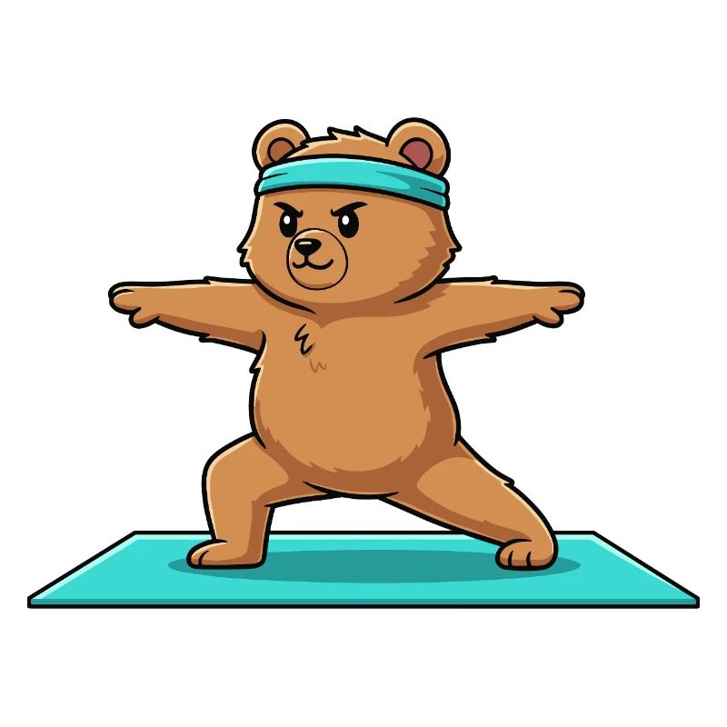 Yoga Bear faisant la posture du guerrier