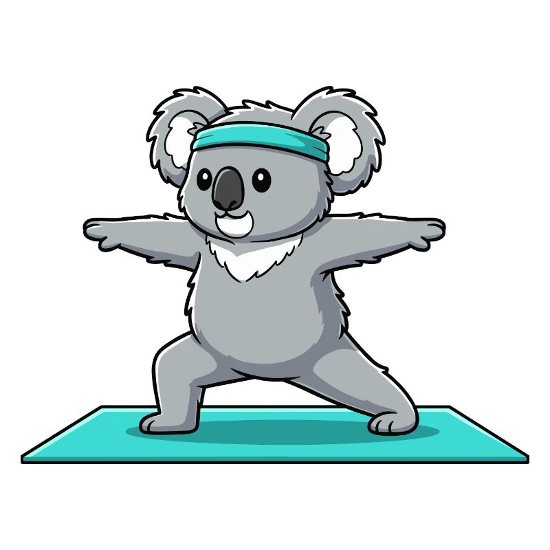 Yoga-Koala-Bär macht Krieger-Pose