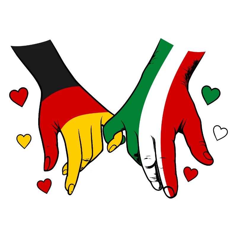 Germany Italy Flags Holding Hands