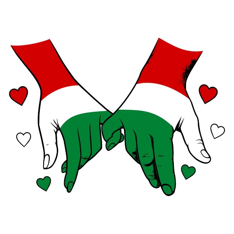 Drapeau hongrois main dans la main