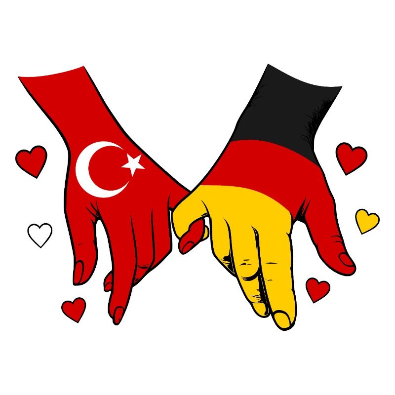 Turkey Germany Flag Holding Hands