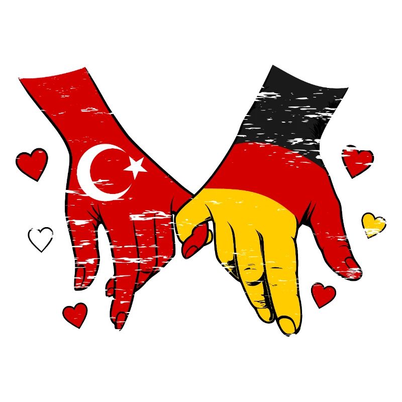 Turkey Germany Flag Holding Hands