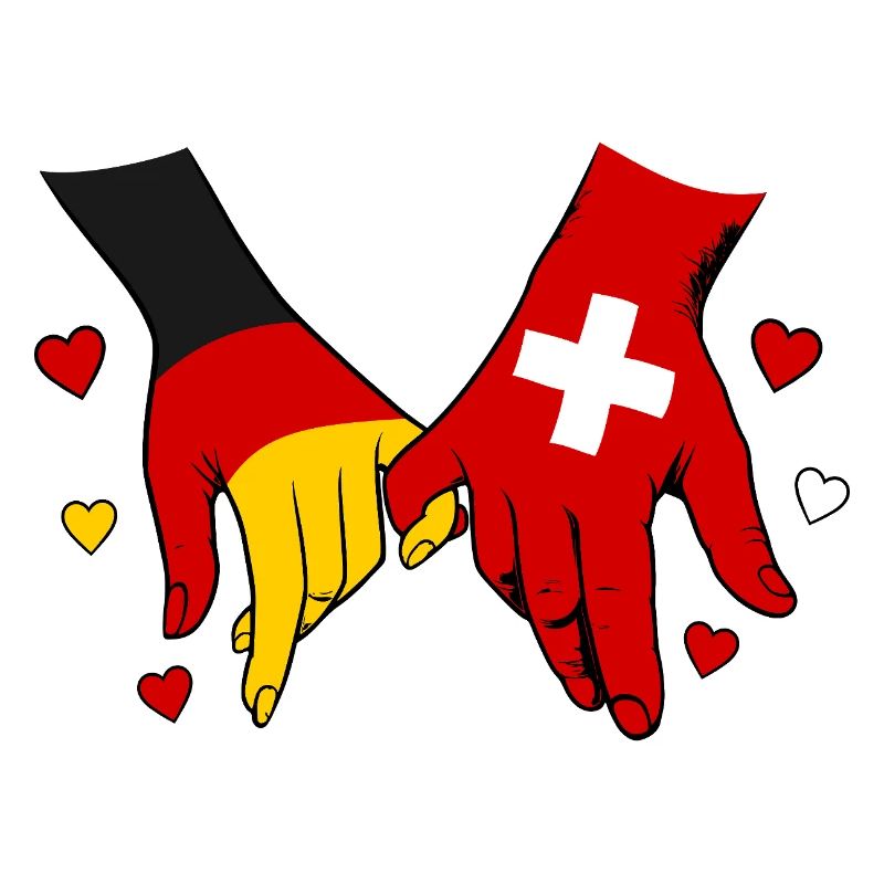 Germany Switzerland Flags Holding hands