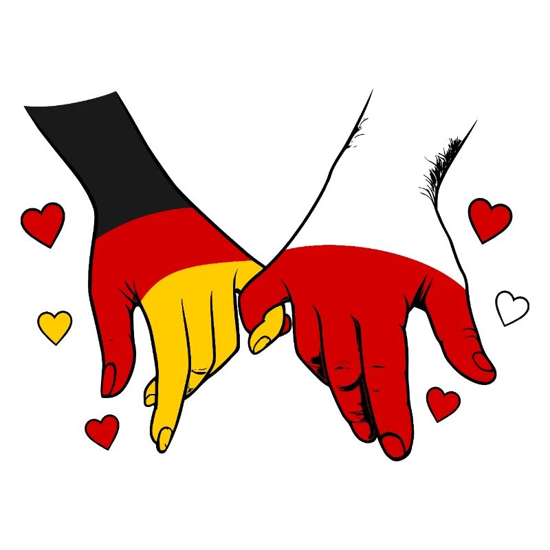 Germany Poland Flags Holding Hands