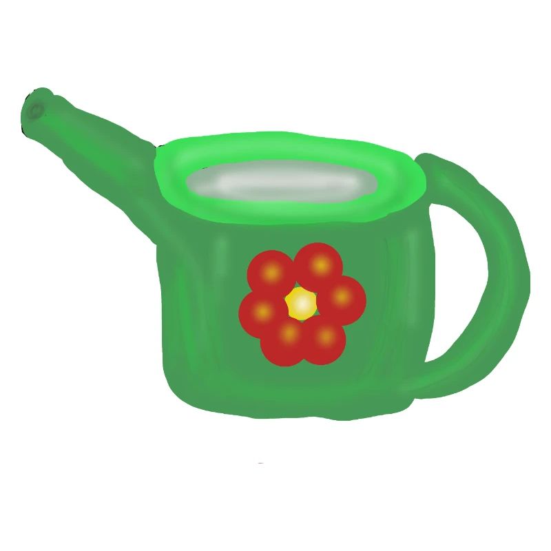 Arrosoir vert avec fleur rouge