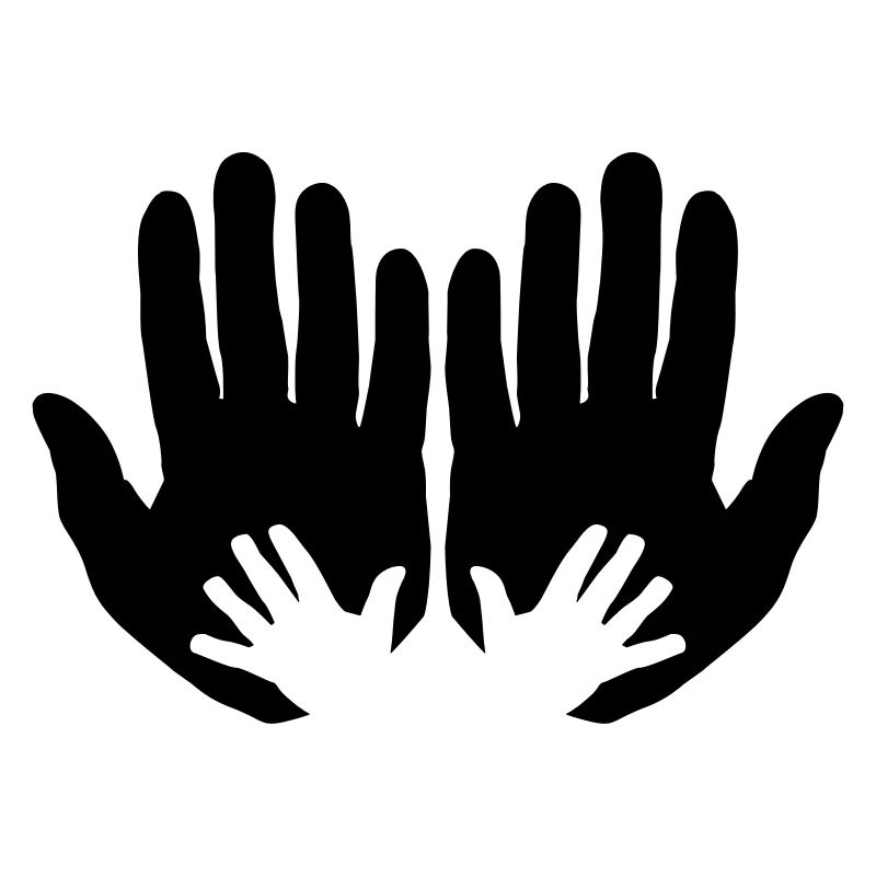 Open parents hands with children's hands