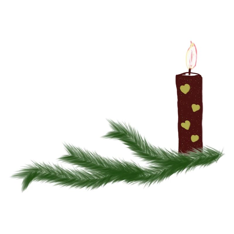 Bougie de Noël festive aux branches de sapin
