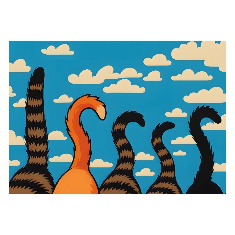 Cute Cat Tails Against Cloudy Sky