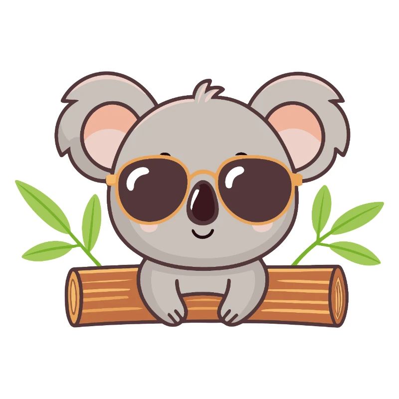 Chic koala on trunk with glasses
