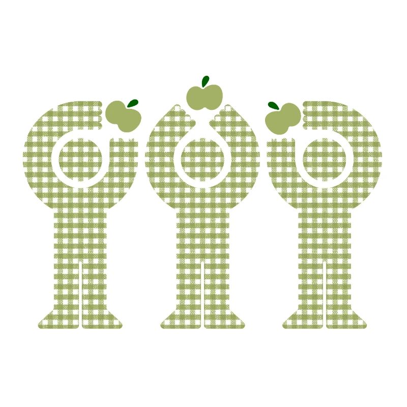 Green Gingham Minis Apple Figures
