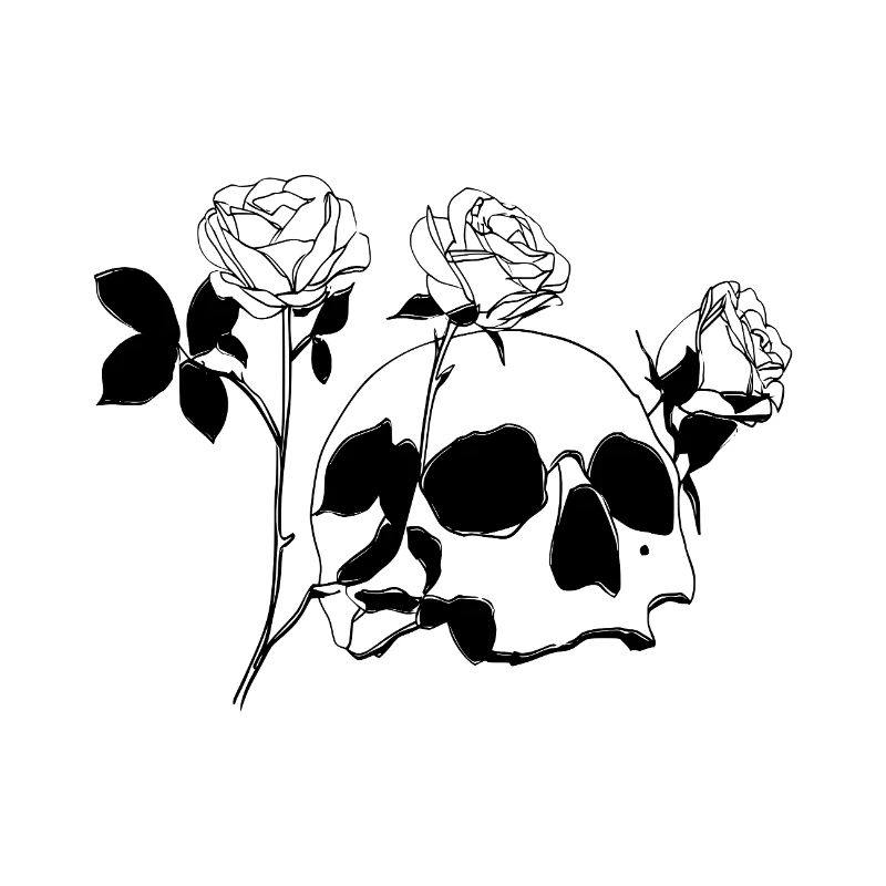 Skull and crossbones with roses
