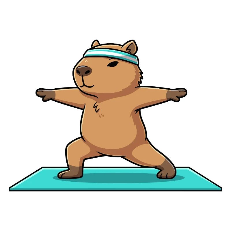 Yoga Capybara Roggeur en posture de guerrier