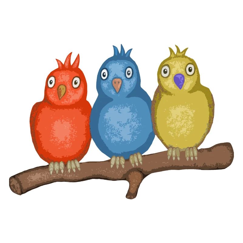 Oiseaux colorés sur une branche
