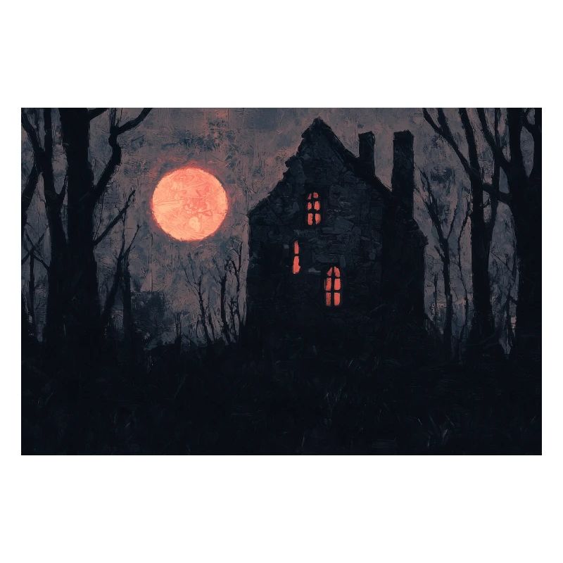 Poster Illustration Maison Hantée