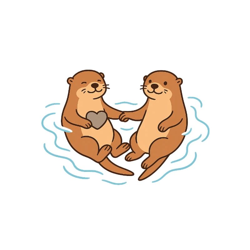 Verspielte Otter Liebe Illustration