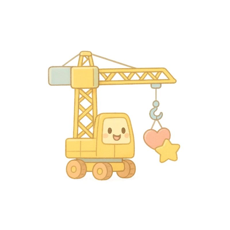 Grue de construction mignonne avec coeur et étoile