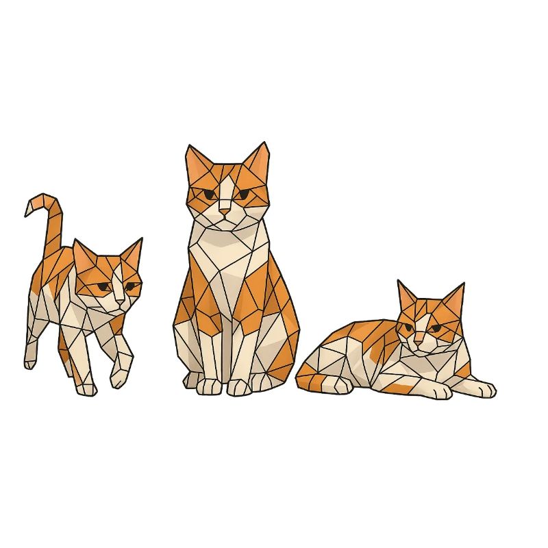 Trio de chats géométriques