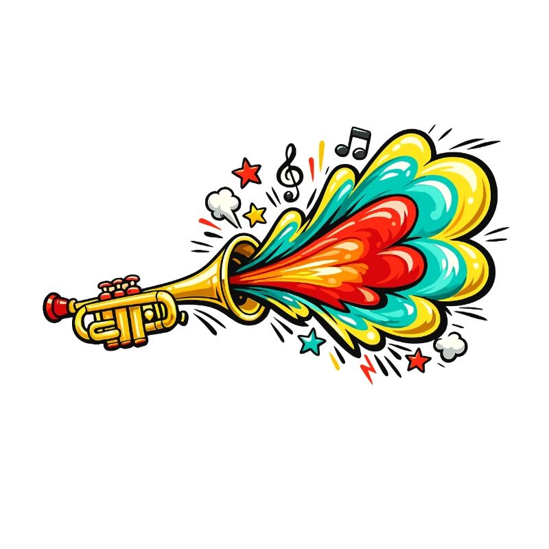 Bunte Trompete Farbexplosion