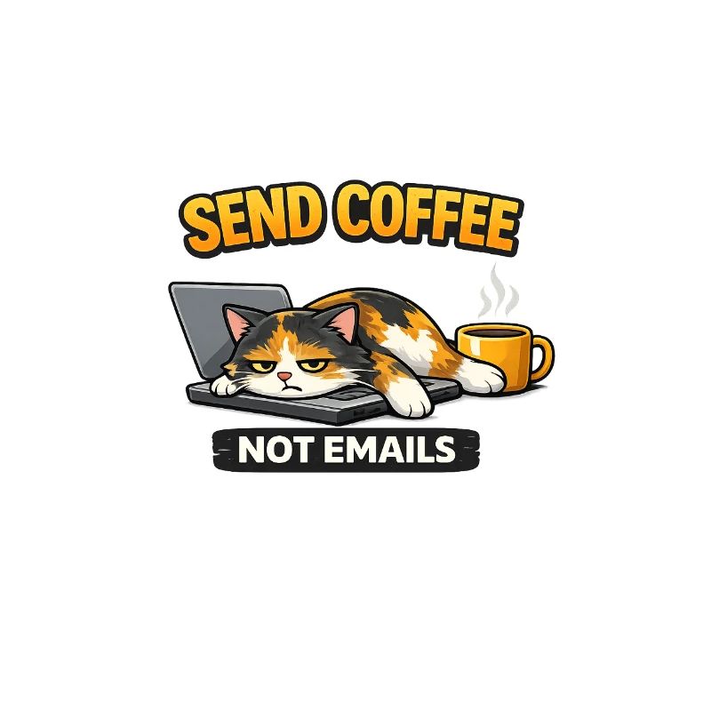 Envoyez du café, pas des e-mails à Chat – Chemise de travail drôle