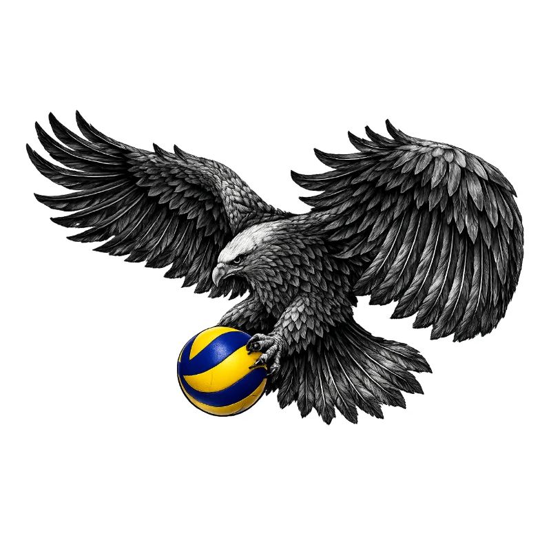 Adler mit Volleyball