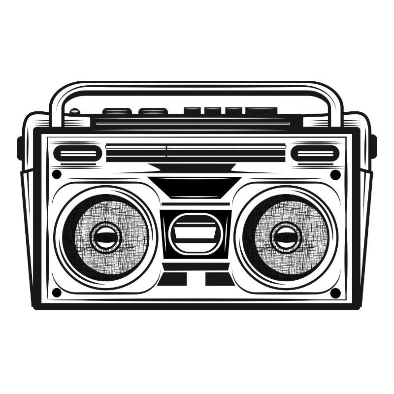 Cassette recorder in 80s stencil look