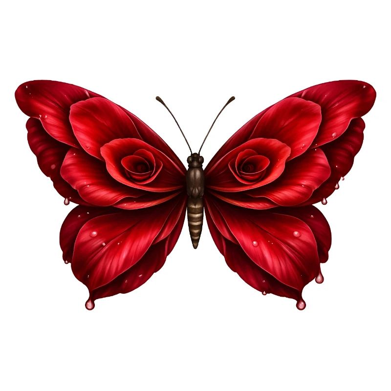 Ailes de rose – papillon de fleurs rouges