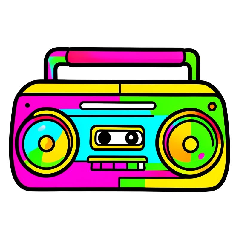 Neon Boombox Retro Pop Art