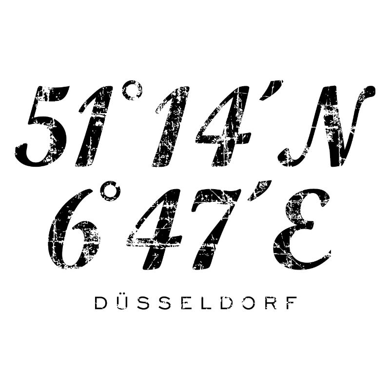Düsseldorf Koordinaten (Vintage/Schwarz)