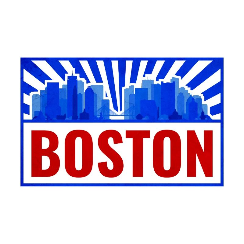 Boston Skyline Retro Rot Blau
