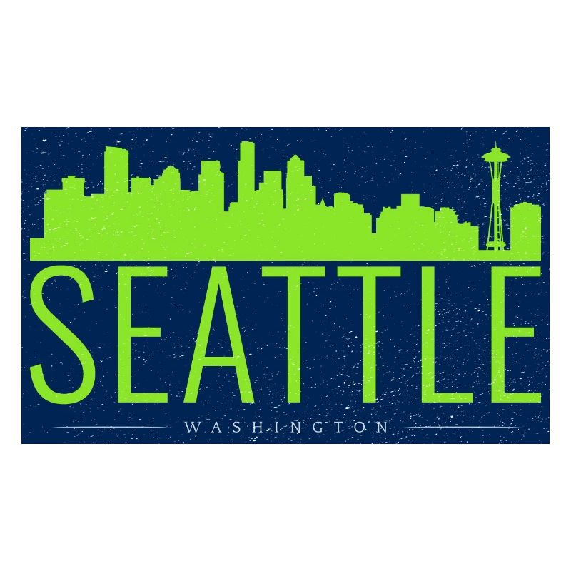 Silhouette vert vif de la Skyline de Seattle