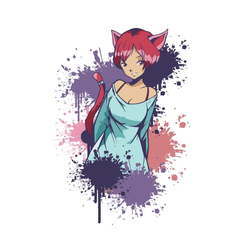 Neko Girl anime comic Charakter Mädchen mit Bogen
