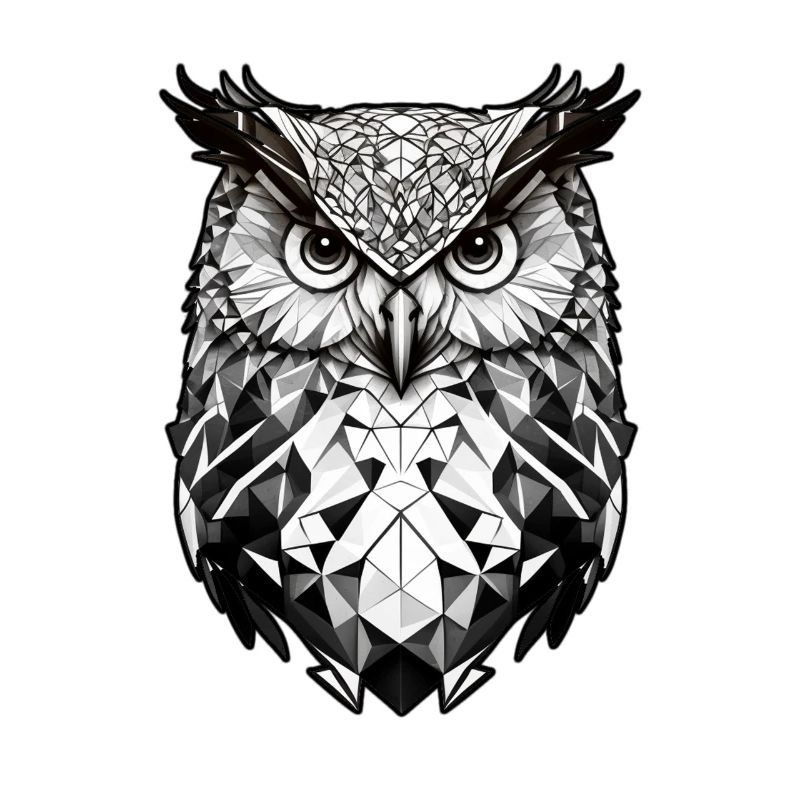 Geometrischer Eulenkopf schwarz weiss