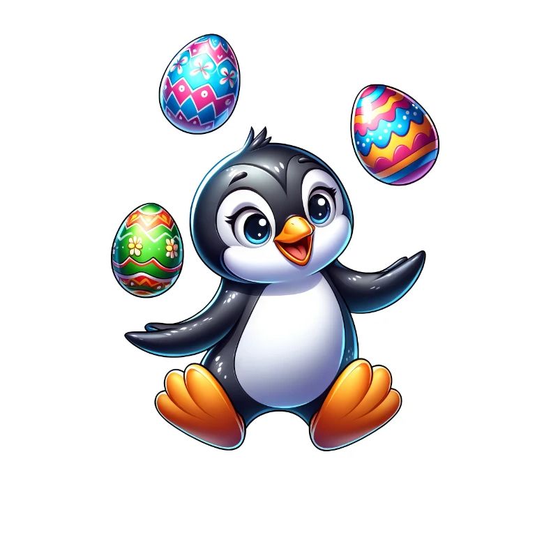 Penguin Juggling Easter Eggs, South Pole Artist