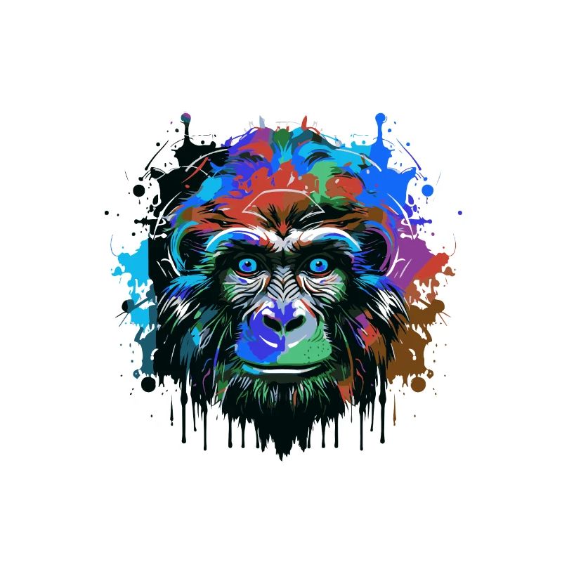 Monkey Head Portrait Colorful