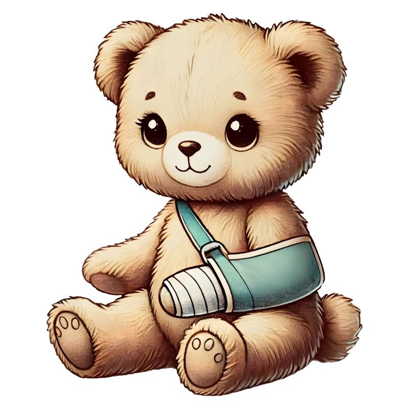 Teddy bringt Trost - Kuscheltier mit Gipsarm