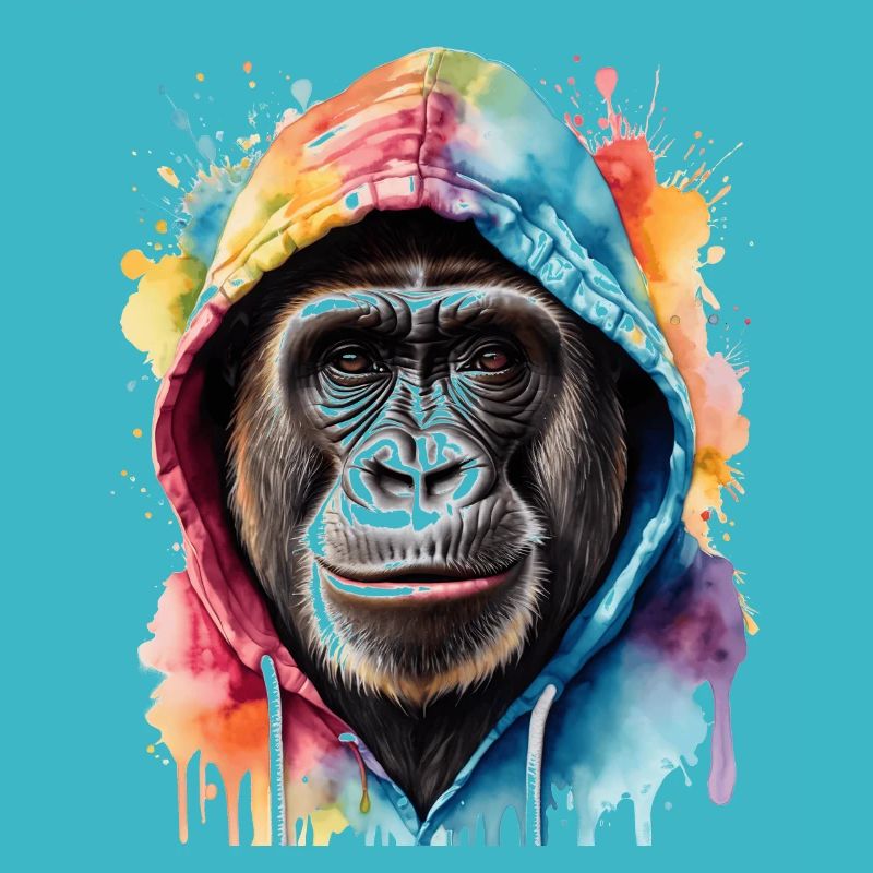Gorille Sweat à capuche Singe Imprimé Coloré Animal Design
