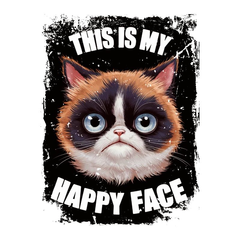 Funny Happy Face Kitten Kitty Cat Ironic Sarcasm.