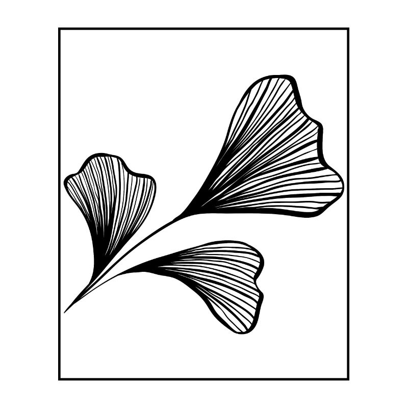 Abstract Ginkgo Leaf Line Art – Minimalist Botanic