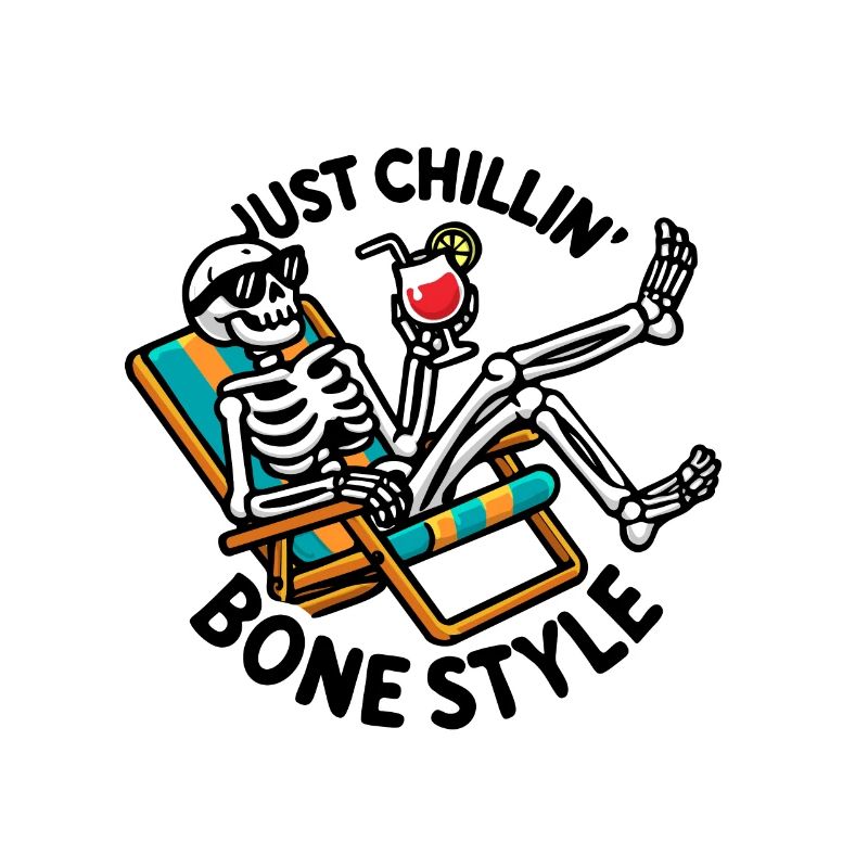 Just Chillin' Bone Style Cool Skeleton Creepy Dead