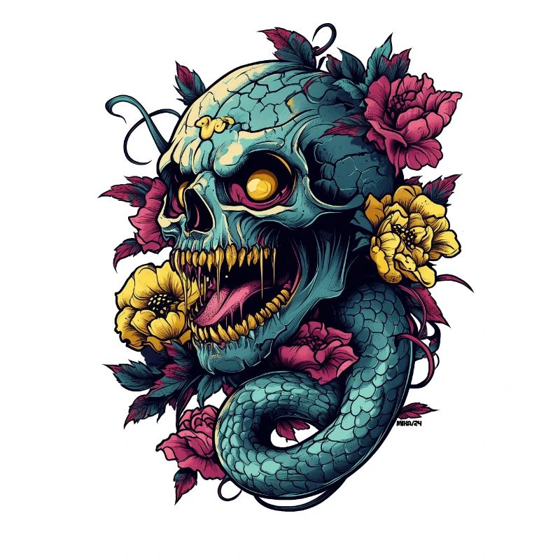 Crâne et serpent
