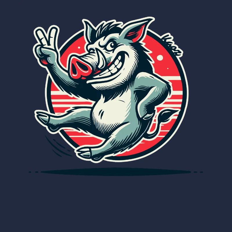 Wildschwein mit Peace-Zeichen