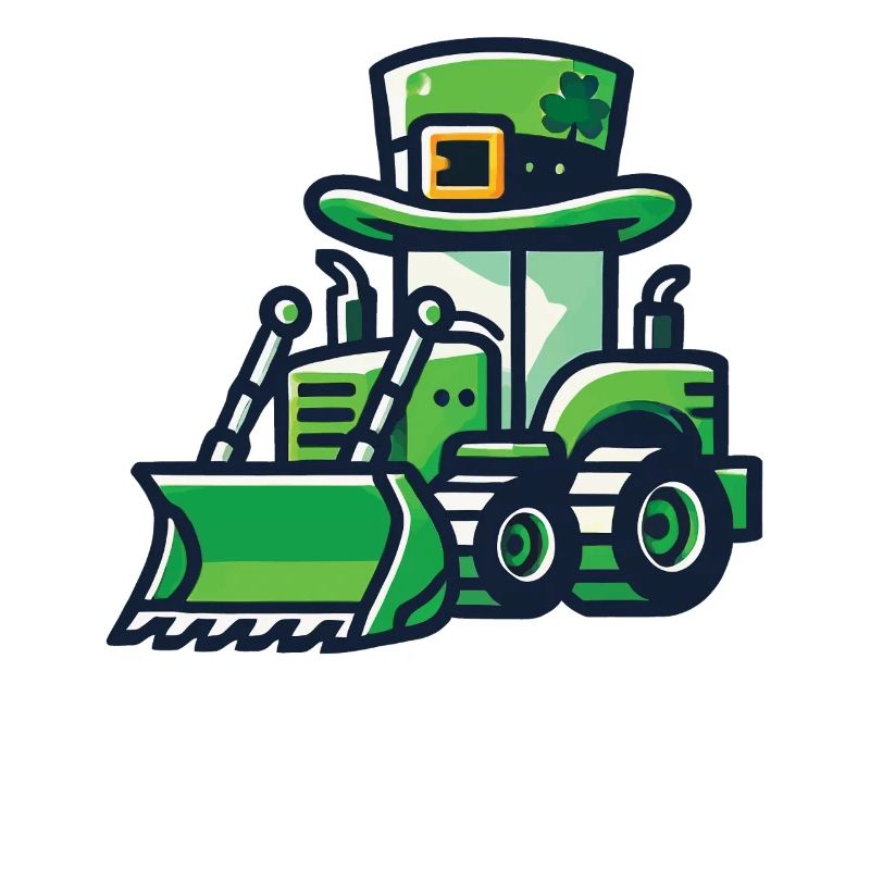 Véhicules de construction avec chapeau de la Saint-Patrick