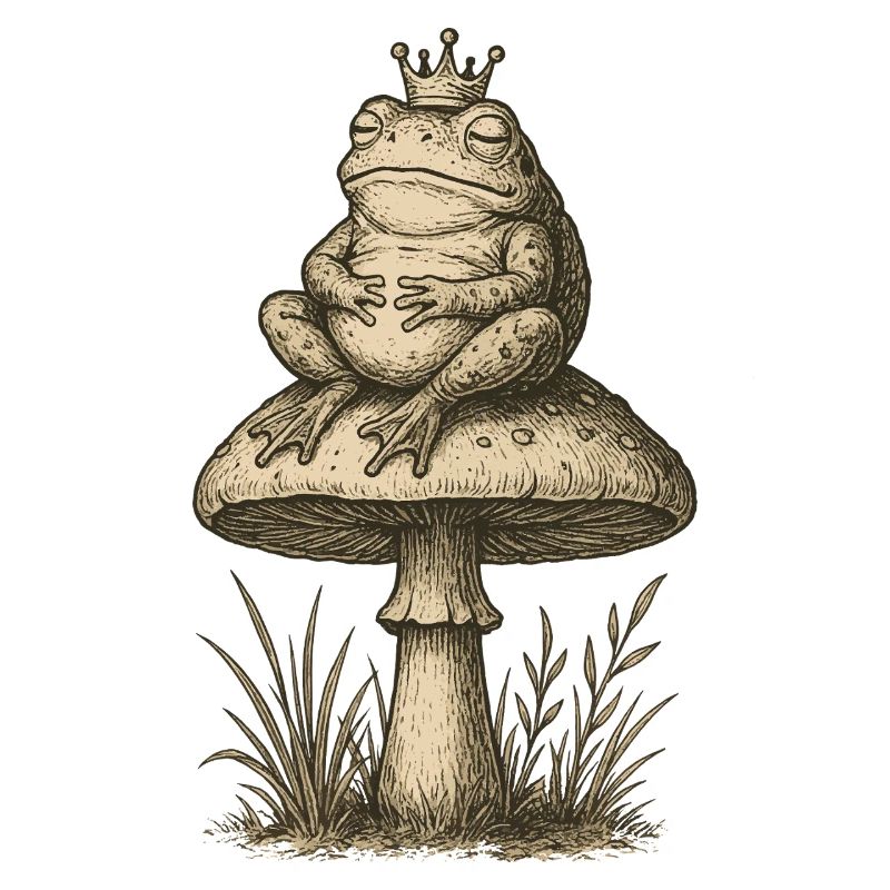 Royal Frog on Mushroom Throne