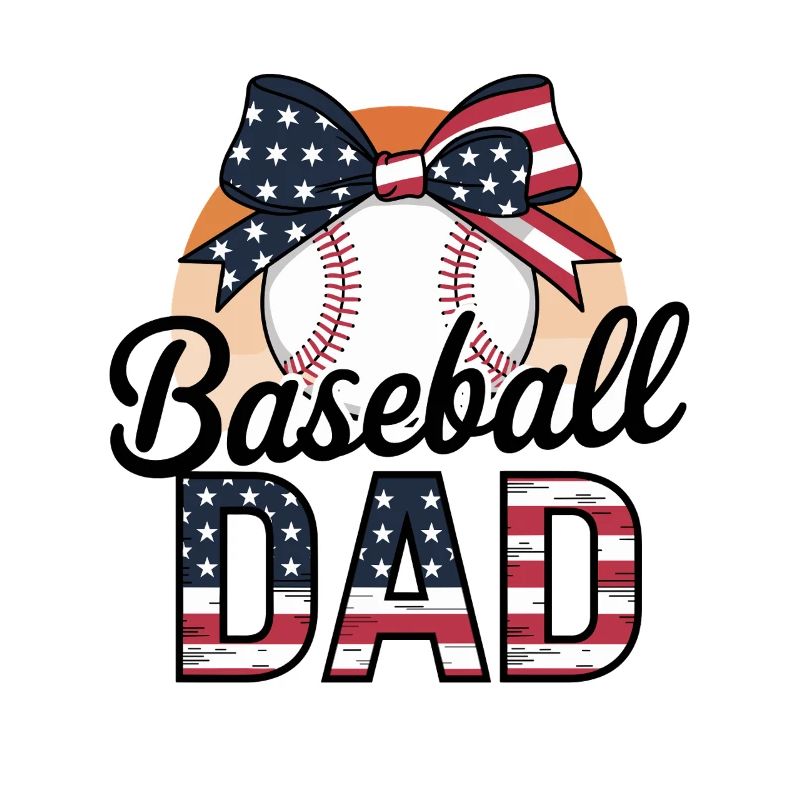 Baseball Dad Pride American Flag Bow